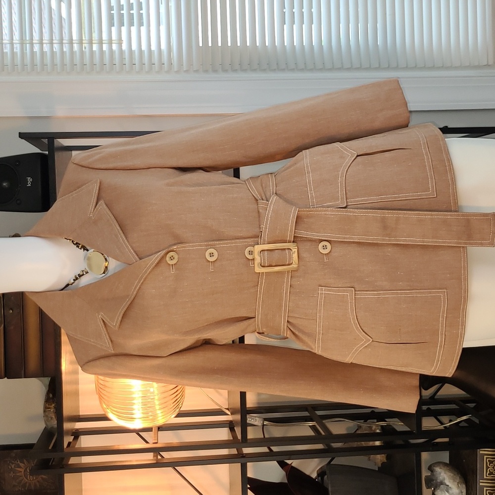 Anne Klein Light Brown Belted Blazer - Picture 2 of 16